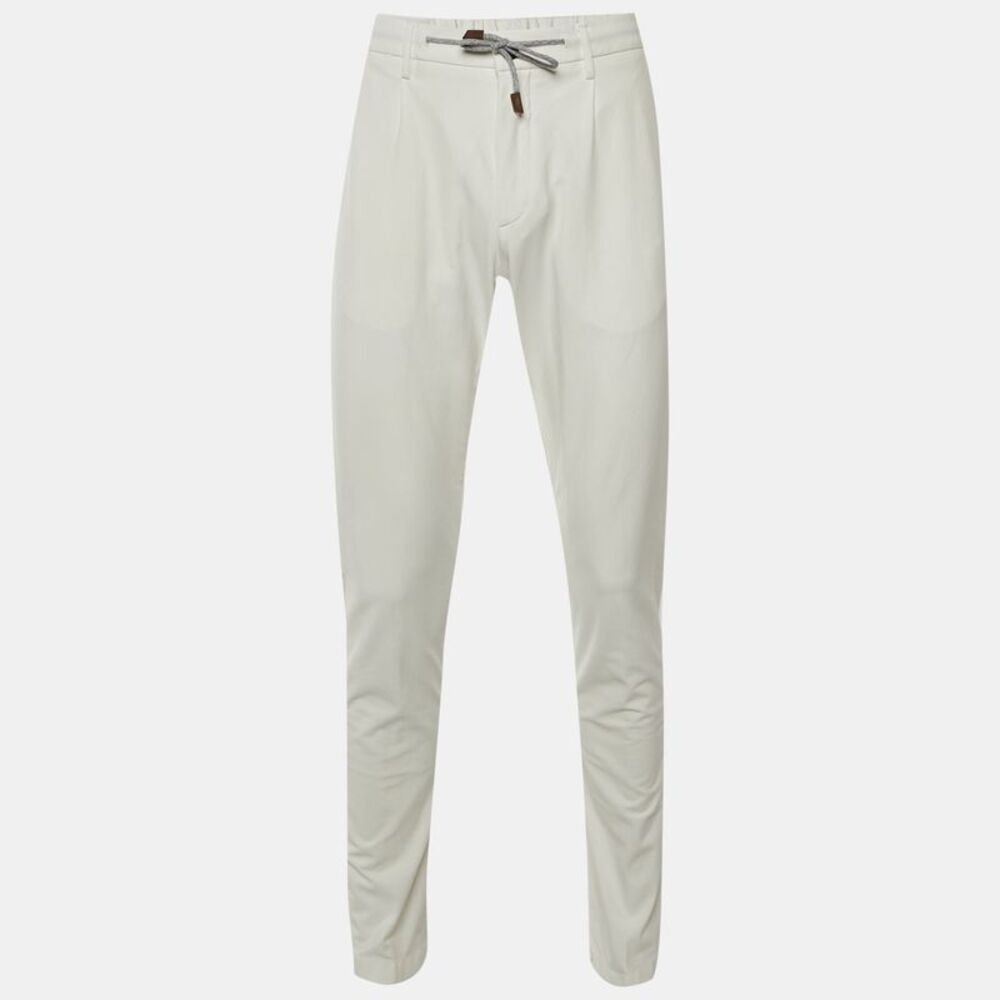 Eleventy White Cotton Blend Drawstring Trousers L